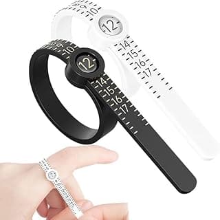 Airsearth 2 PCS Ring Sizer, Ring Measuring Tool with Magnifying Glass, US Reusable Finger Size Gauge Measuring Tool Ring Sizer, 1-17 Jewelry Sizing Tool Tape