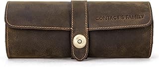 Aother Travel Watch Organizer, Genuine Leather Roll Case, Protective Watch Storage, Pouch Jewelry Box Watches Holder, Accessory Gift for Men 3 Slot (Coffee)