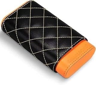 Portable Cigar Case Humidor, 3-Finger Travel Cigar Tube Cedar Lined, Cigar Holder Wallet, Cigar Gift Accessories for Man,cigar box LEOWE