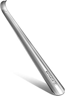 ZOMAKE Metal Shoe Horn - Long Handle Stainless Steel Shoehorn 42 CM Shoes Helper Stick Shoe Spoon Lifter 16.5 Inch for Men Women Seniors Kids (Silver)