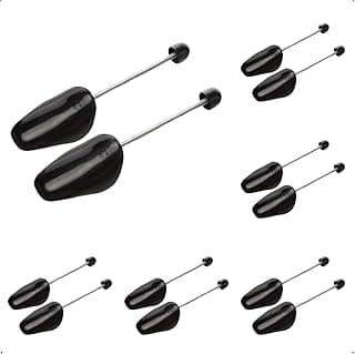 Paporich Paporich 6Pairs Plastic Shoe Tree Stretcher Shaper for Men, Adjustable Length Shoes Spring Holder, Plastic Boot Holders with Spring Coil Tension, Shoe Shaper Support, Black