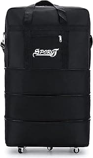 Foldable Trolley Travel Bag with Wheels - XXL 120L Capacity, 30kg Load, Waterproof, Zippered Duffel Organizer, Expandable Luggage for Moving, Black-A