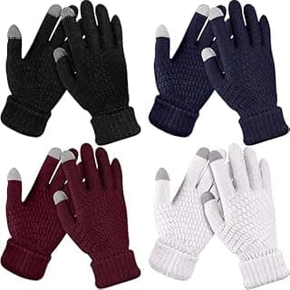 CHANEDE 4 Pairs Women's Winter Touchscreen Gloves With Fleece Lining, Warm Knit With Elastic Cuffs for Cold Weather