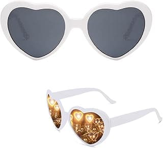 SYOSI SYOSI Heart-Shaped Sunglasses, Peach Color Light Diffraction Eyewear, Fun Magnetic Clip-On Glasses, Plastic Frame for Night Driving and Parties, Unique Heart Design Eyeglasses