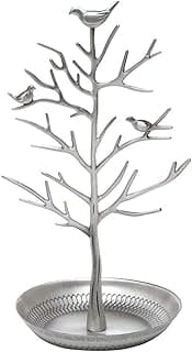 Discoball Discoball - Jewellery Display/Stand/Holder - New Antique Silver Bronze Birds Tree Earring Necklace Bracelets Jewelry Holders Hanging Organiser Rack Tower(Ancient Sliver)