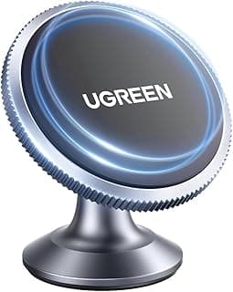 UGREEN Magnetic Car Phone Holder Car Mount, [360° Rotation Super Stable], One-hand Auto Lock, Mobile Holder Accessories, Fit for iPhone Air/17/16/15/14, Samsung S25/24/Z Flip, 2 Metal Plates included