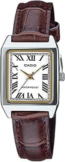 Casio LTP-V007L-7B2 Women's Quartz Wristwatch Brass Leather Brown Silver Gold