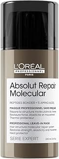 L’Oréal Professionnel | Absolut Repair Molecular Leave-In-Mask, Repair Damage & Restore Strength, Heat Protectant For Hair, For All Damaged Hair Types, SERIE EXPERT