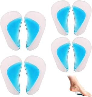 metagio metagio 4 Pairs Gel Arch Support Insoles, Silicone Flat Feet & Plantar Fasciitis Orthotic Arch Insoles Shoe Arch Support Gel High Heel Inserts Cushion Pads for Women Men Kids(One Size Fits All)