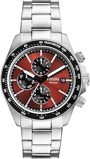 Fossil BQ2895 Autocross Multifunction Stainless Steel Wrist Watch for Men, 42 mm Case Size, Red/Silver