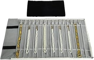 SCIKHEFT SCIKHEFT Portable Jewelry Roll Untangled Secure Necklace Travel Storage Bag Displays Holder 16 Chain (Black and Gray)