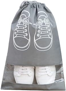 YUUY 10 Pieces Grey Travel Shoes Tissue Bag - Lightweight, waterproof and transparent with a white drawstring closure - perfect for neatly packing and storing shoes, Shoes Storage Organizer, Shoes Storage