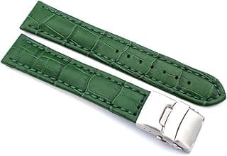 Sulla Alligator Embossed Genuine Leather Strap with Stainless Steel Folding Clasp, 22mm