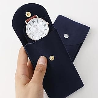 Suede-Lined Watch Travel Case - Flip Closure, Polyester, For Christmas, Anniversary, Birthday, Black