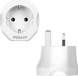 PEGANT PEGANT EU to UK Plug Travel Adapter, European Schuko to 3-pin Power Outlet Converter, Accepts Germany Spain France Greece Poland Turkey and more