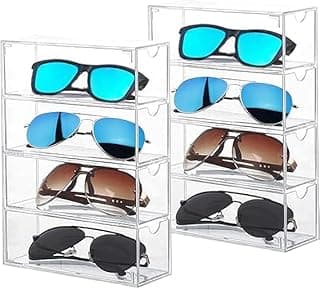 CityRiya-Long Sunglasses Organizer, Sunglass Storage Box, Acrylic Eyeglass Case Storage Organizer, Clear Eyeglass Holder Sunglass Case, Eyewear Display Case Make-up Storage Drawer Tray Jewelry Tray