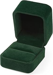 1Pc Velvet Ring Box Jewelry Case Rectangle Ring Gift Box Storage Case for Jewelry Display Accessory Organizer Wedding Engagement Valentines 6x5.1x4.5cm Dark Green