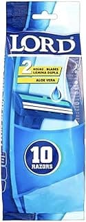 Lord II Twin Blade Disposable Razors with Lubricating Strip 10-Pieces, Blue