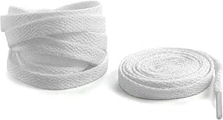 ASKIND 2 Pairs 45" Flat Athletic Shoe Laces for Sports Shoes Boots Sneakers Skates Fits All Adult and Kids (White)