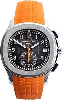 TACTO Specht&Sohne Men's Quartz Watches for Men Chronograph Display Waterproof 42mm Steel Sports Watches Luminous Rubber Strap Waterproof Analogue Wrist Watch