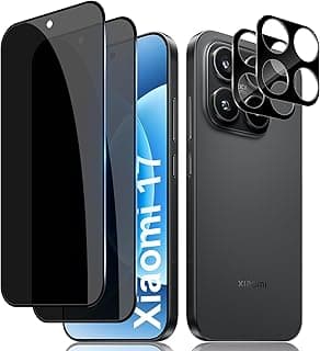 Lutree Privacy Tempered Glass for Xiaomi 17, 2+2 Pack Anti-Spy Screen Protector + Camera Lens Protection Film, 9H Hardness Anti-Scratch Anti-Peeping Protective Glass