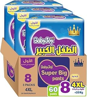Babyjoy Culotte, Size 8, 4Xl, 20+ Kg, Jumbo Box, 60 Diaper Pants, Blue