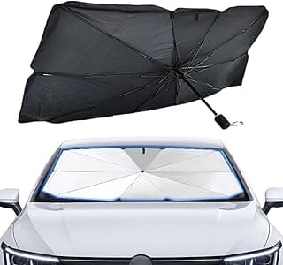 ECVV Car Front Windshield Sunshade Umbrella, 57"X31"/145 * 79CM Uv Protection & Heat Insulation Foldable Sun Shade Sun Visor, Full Cover Sun Shade For Most Vehicles