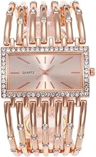 MAKINGTEC Rectangle Wrist Watch for Women Fashion Ladies Analog Quartz Wristwatch Stainless Steel Diamond Bracelet Watch, CE8087