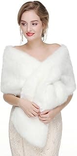 Decahome Faux Fur Shawl Wrap Stole Shrug Winter Bridal Wedding Cover Up