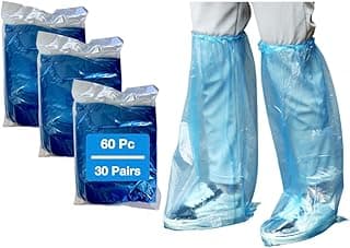 Leo Leo 100 piece 50 pairs shoes & long Boots cover - Disposable Long Boots Shoes Cover slip resistant Durable Material for carpet, rain, mud, snow.