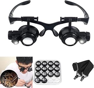 LXIANGN LXIANGN Magnifying Glasses with LED Light, Jeweler Loupe Watch Repair Magnifier with 8 Interchangeable Lens-2.5X 4X 6X 8X 10x 15x 20x 25x for Close Work