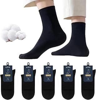 Lullaxx 5 Pairs of Men's Cotton Socks: Dress sock, Mid-calf Socks, Wicking and Moisture-Resistant, Suitable for Business Casual Wear,spring,summer,black,mix colour