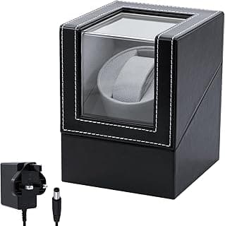 Mcbazel Mcbazel Premium PU Leather Watch Winder with Two-Way Rotation and Dual Power for Automatic Watch Storage - Black