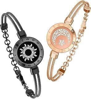 Smart Touch Bracelet for Lovers and Friends Long Distance Bluetooth Snake Chain Bracelet Black and Rose Gold (Snake Chain/Black+Gold)