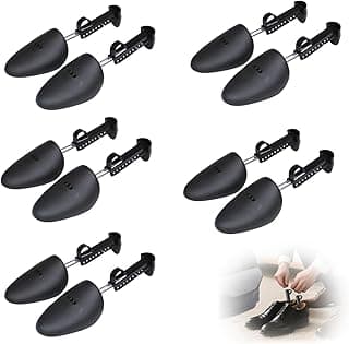 ELECDON Set of 5 Adjustable Shoe Tree Stretcher for Men, Durable Boot Shaper Support, Plastic Shoe Holder for Leather Shoes and Sports Shoes, Anti-Wrinkle and Shaping Black (Size L: 39-46 Yards)