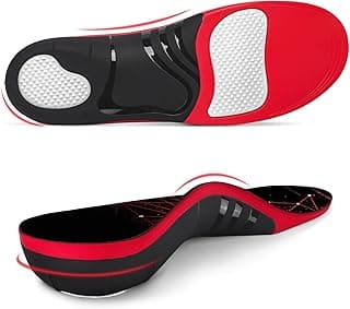 SYOSI Plantar Fasciitis Insoles, SYOSI High Arch Support Inserts for Men & Women, Heavy Duty Orthotic Insoles for Flat Feet, Pain Relief for Work Boots, Running & Standing All Day (220+ lbs), Black-M