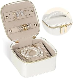 X spring X spring Small Jewelry Box Organizer, PU Leather Travel Case with Zipper Closure and Multi-Compartment Design, Compact Jewelry Organizer for Women and Girls, Perfect Gift for Birthdays and Holidays