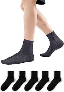 infino Men's Mid-Crew Cotton Socks with 10A Antibacterial & Breathable Mesh - 100% Cotton, Seamless Toe Design for All-Day Comfort (5-Pack, Assorted Colors)