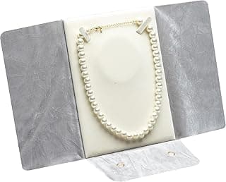 Large Velvet Travel Jewelry Organizer Pearl Necklace Storage Carrying Case Display Folder (Grey)