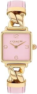 COACH Two Hand Quartz Movement Watch for Women CASS Collection with Pink Leather Strap - 14504556