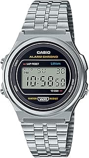 Casio A171WE-1A Standard Vintage Watch, Unisex, Classic, Quartz, Digital, Metal, Silver, Black