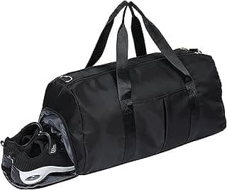 Zealite Club Bag, Custom Shoe Pocket Gym Bag Waterproof Sports Bag Travel Hospital Gym Bag with Pockets, Soft Practical Dry Wet Separation Bag with Shoulder Strap (Black)