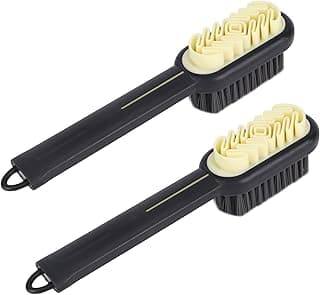 TERRIFI 2pcs 2 in 1 Suede Shoe Brush and Polishing Eraser, Soft Bristle Nubuck Cleaning Tool for Crepe Sneakers Boots and Leather Shoes, Shoe Restoration Scrubbing Brush for Daily Care Use (black)