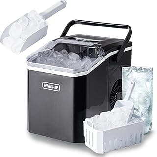 Ice Maker Countertop with Handle, 9 Cubes in 6 Mins, 12Kg/24H, Self-Cleaning, Portable Small Ice Machine for Home kitchen Office Party