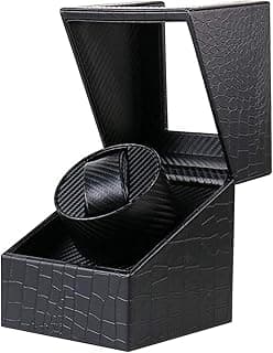 MAKINGTEC MAKINGTEC Watch Shaker Watch Box, Black Crocodile Leather Single Watch Automatic Winder Shaker Silent Motor Home Mechanical Watch Turner Organizer 2 Kinds of Power Supply