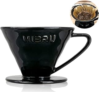 MIBRU V60 Coffee Ceramic Dripper | Made of High Fired Ceramic Material | Pour Over Coffee Maker | Slow Brewing Home, Office, Cafe Strong Flavour Brewer قمع تقطير v60