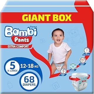 Sanita Bambi Pants GIANT Box, Size 5, X Large 12-18 KG, 68 Count