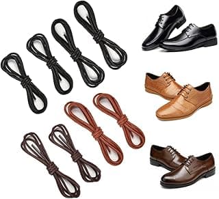 Bukela 8Pairs Oxford Waxed Dress Shoe Laces Fomal Cotton Shoe Lace for Dress Boots Round Shoe Strings for Leather Shoes
