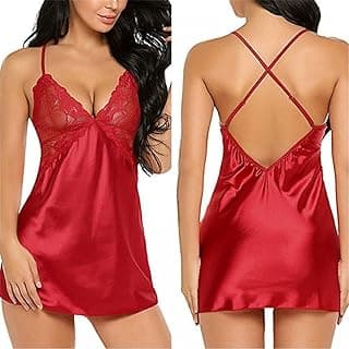 LJLLINGB Sexy Lace Satin Nightwear Babydoll Costumes Underwear Plus Size Lingerie Sexy Hot Women Dress