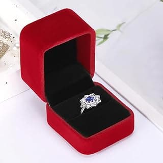 Romantic Red Velvet Single Ring Box – Jewelry Gift Case for Engagements, Weddings, and Anniversaries